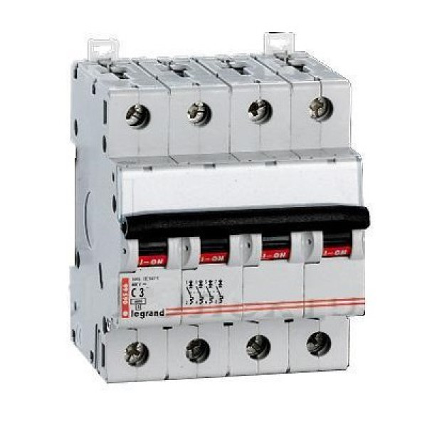 LEGRAND 409331 Автоматический выключатель, серия DX3, С3A, 25kA, 4-полюсный