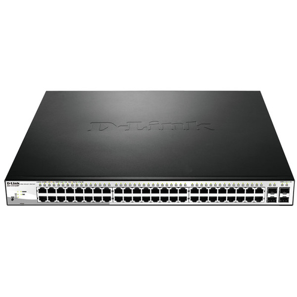 D-Link DGS-1210-52MP/C1A Настраиваемый коммутатор Web Smart с 48 портами 10/100/1000Base-T с поддержкой РоЕ и 4 портами 1000Base-X SFP