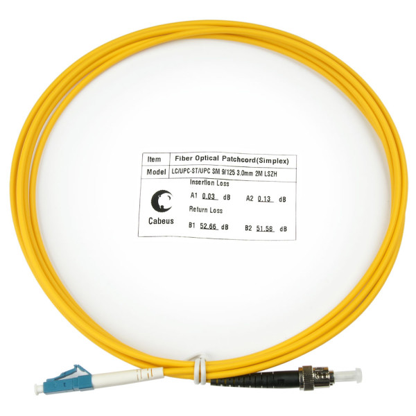 Cabeus FOP(s)-9-LC-ST-2m Шнур оптический simplex LC-ST 9/125 sm 2м LSZH