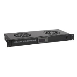 Hyperline TRFA-MICR-2F-RAL9004 Модуль вентиляторный 19, 1U, глубиной 170мм, с термостатом и 2-я вентиляторами, номинальная мощность 35.20 Вт, цвет черный (RAL 9004)