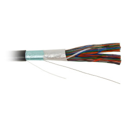 Hyperline FUTP100-C3-S24-OUT-PE-BK (FTP100-C3-SOLID-OUTDOOR) Кабель витая пара, экранированная F/UTP, категория 3, 100 пар (24 AWG), одножильный (solid), экран - фольга, внешний, UV PE, –40°C - +60°C, черныйКабель экранированная витая пара (FTP), 1..