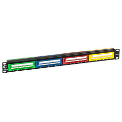 Cabeus PLCOL-24-Cat.5e-Dual IDC Патч-панель 19 (1U), 24 портов RJ-45, категория 5e, Dual IDC, цветная панель, угол портов 45 градусов