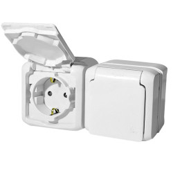 LEGRAND 782323 Розетка 2х2К+3, накладной монтаж, с винтовыми зажимами, со шторками, с защитной крышкой, 16А, белая, IP44, Quteo