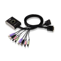 ATEN CS682-AT Переключатель, электрон., KVM+Audio, 1 user USB+DVI-D => 2 cpu USB+DVI-D, со встр.шнурами USB+Audio 2x1.2м., 1920x1200, настол., исп.стандарт.шнуры, без OSD, некаскад., (1920x1200, HDCP, DynaSync (EDID), поддержка ОС Windows/Linux/Mac/S..