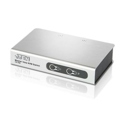 ATEN CS72ECZ-AT Переключатель, электрон., KVM, 1 user PS2+VGA => 2 cpu PS2/USB+VGA, со шнурами PS2 2х1.2м., 2048x1536, настол., исп.спец.шнуры, без OSD, некаскад