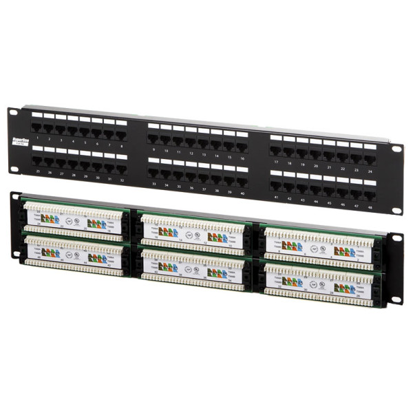Hyperline PP2-19-48-8P8C-C5e-110D Патч-панель 19, 2U, 48 портов RJ-45, категория 5e, Dual IDC