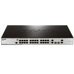 D-Link DES-3200-28P/C1A Управляемый коммутатор 2 уровня с 24 портами 10/100Base-TX с поддержкой PoE, 2 портами 10/100/1000Base-T и 2 комбо-портами 100/1000Base-T/SFP