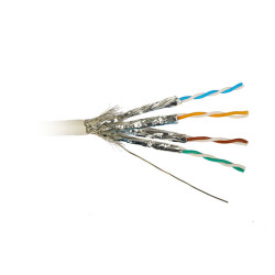Hyperline SFTP4-C7A-S22-IN-LSZH-WH-500 (SSTP4-C8-SOLID-INDOOR-LSZH-500) (500 м) Кабель витая пара, экранированная S/FTP, категория 7A (расширенный диапазон рабочих частот до 1200MHz), 4 пары (22 AWG), одножильный (solid), LSZH, белый