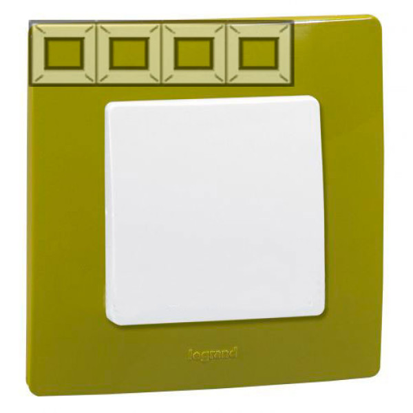 LEGRAND 672544 Рамка 4 поста, зеленый папоротник, ETIKA