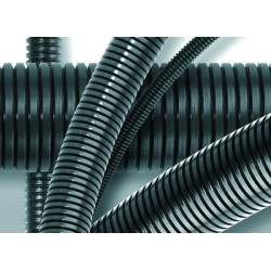 DKC / ДКС 80040 Труба PA6V0, гибкая гофрированная 40 мм из самозатухающего полиамида, без протяжки, цвет тёмно-серый (цена за метр)