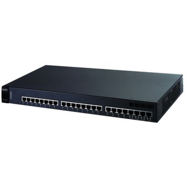 ZyXEL XGS-4526 24-портовый коммутатор L3+ Gigabit Ethernet с 24 разъемами RJ-45 из которых 4 совмещены с SFP-слотами и слотом расширения 10G