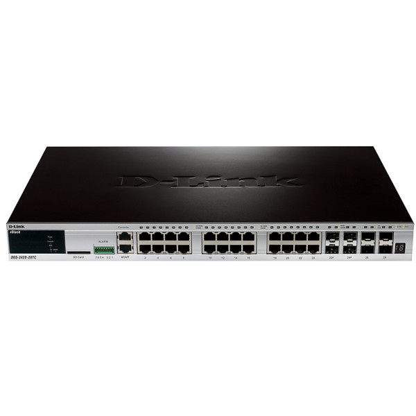 D-Link DGS-3420-28TC/B1A Управляемый стекируемый коммутатор уровня 2+ с 20 портами 10/100/1000Base-T, 4 комбо-портами 100/1000Base-T/SFP и 4 портами 10GBase-X SFP+