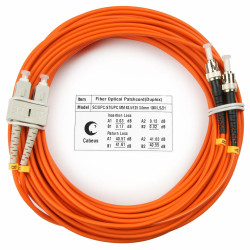 Cabeus FOP-62-SC-ST-10m Шнур оптический duplex SC-ST 62,5/125 mm 10м LSZH