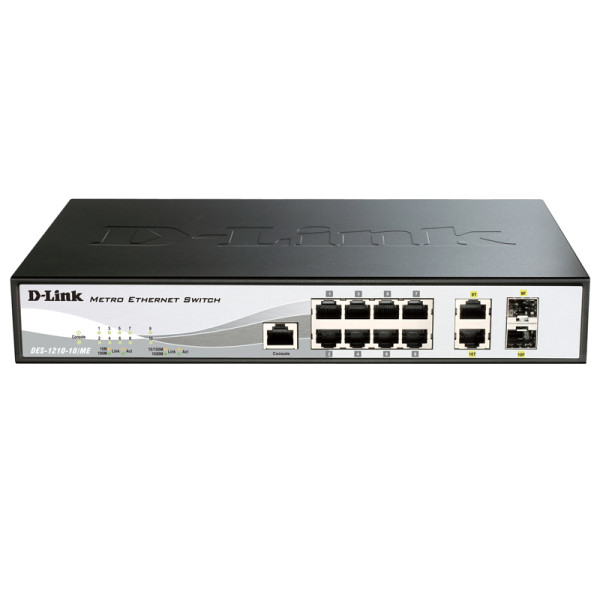 D-Link DES-1210-10/ME/B1A Управляемый коммутатор 2 уровня с 8 портами 10/100Base-TX и 2 комбо-портами 100/1000Base-T/SFP