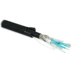 Hyperline RS-S/SF8-A-PE Кабель интерфейса RS-485/422, 8x2x22 AWG (0.76 мм/7х0.254 мм), многопроволочные жилы (patch), SF/FTP, 120 Ом, бронированный алюминиевой лентой (MBAT), двойная оболочка, внутренний/внешний, PE (UV), -20 °C - +70 °C, черный