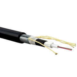 Cabeus CLT-A-4-01X08-Z-PE-ARM-PE-DD-OUT-40 Кабель волоконно-оптический 50/125 (OM3) многомодовый, 8 волокон, loose tube, для внешней прокладки (-40C ~ +70), бронированный стальной лентой, с защитой от грызунов, PE, черный, (F40080127B)