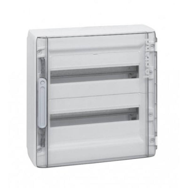 LEGRAND 401657 XL3 Шкаф накладной распределительный 2ряда, 36 модулей, с прозрачной дверцей, с клеммным блоком N+PE, IP 40, белый