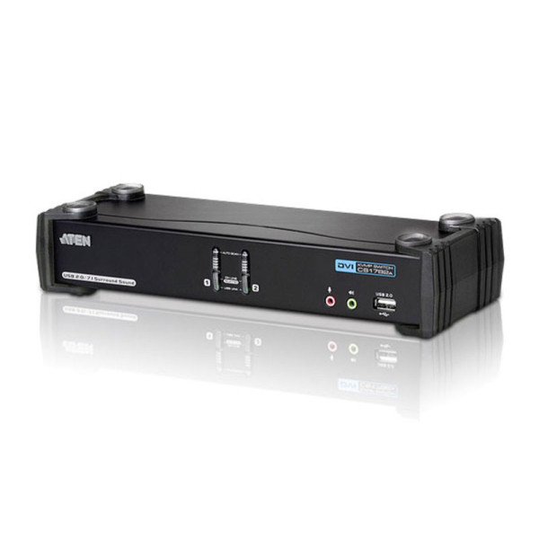 ATEN CS1782A-AT-G Переключатель, электрон., KVM+Audio+USB 2.0, 1 user USB+DVI => 2 cpu USB+DVI, со шнурами USB 2х1.8м., 2560x1600 60Hz DVI-D Dual Link/2048x1536 DVI-A, настол., исп.стандарт.шнуры, без OSD, некаскад., (WIN2000/XP/Vista/MAC/Linux/SUN)