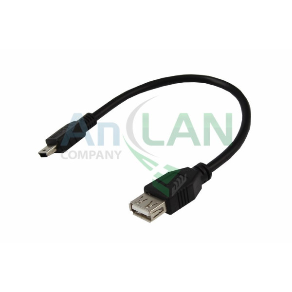 REXANT 18-1132-2 Шнур mini USB (male) - USB-A (female) 0.2M черный