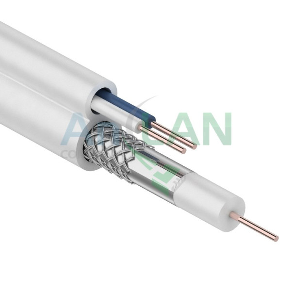 REXANT 01-4001 Кабель для видеонаблюдения ККСВ-В + 2х0.5мм., 100м., белый