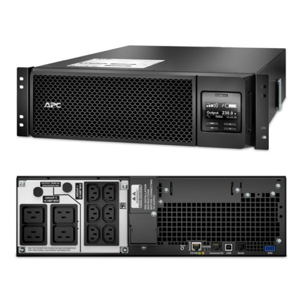 APC SRT5KRMXLI Smart-UPS On-Line Источник бесперебойного питания 4500 Вт /5000 ВА, Входной 230В /Выход 230В, Интерфейс. порт для замык. контакта, RJ-45 10/100 Base-T, RJ-45 Serial, Smart-Slot, USB, (направл. SRTRK2 для монт. в стойку в комплекте)