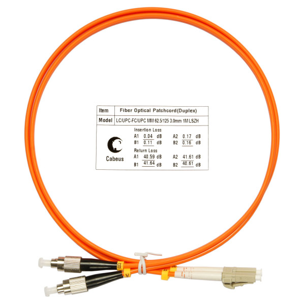 Cabeus FOP-62-LC-FC-1,5m Шнур оптический duplex LC-FC 62,5/125 mm 1,5м LSZH