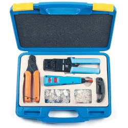 Hyperline HL-NTK120 Набор инструментов (инструмент обжимной для RJ-45, RJ-12, инструмент для заделки витой пары 110 типа, обрезка, зачистка, 30х8P8C, 30x6P6C)