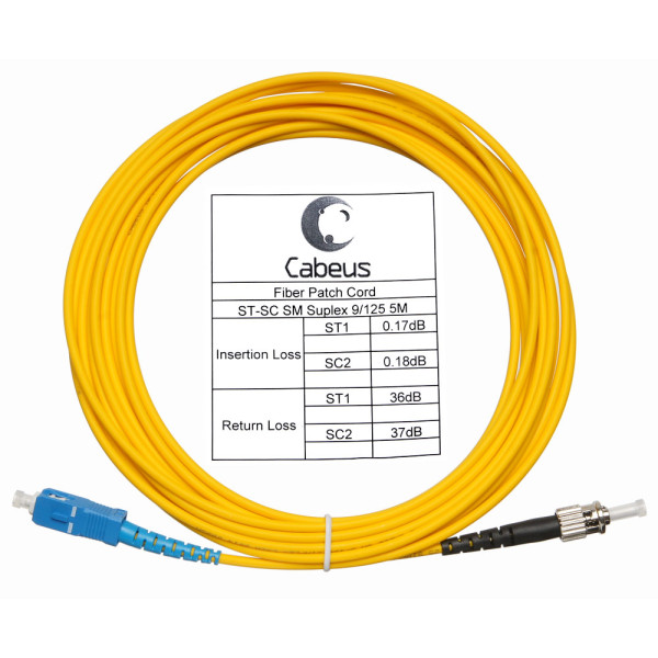 Cabeus FOP(s)-9-SC-ST-5m Шнур оптический simplex SC-ST 9/125 sm 5м LSZH
