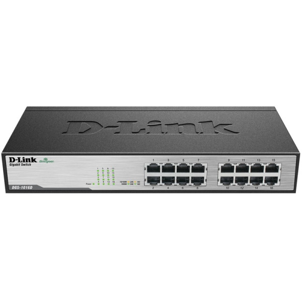 D-Link DGS-1016D/F1A/F2A/G1A/G1B/G2A Неуправляемый коммутатор с 16 портами 10/100/1000Base-T и функцией энергосбережения