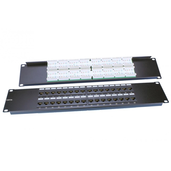 Hyperline PP3-19-32-8P8C-C5E-110D Патч-панель 19, 2U, 32 порта RJ-45, категория 5e, Dual IDC, ROHS, цвет черный19-дюймовые патч-панели RJ-45, серия PP3, неэкранированные, категория 5е
