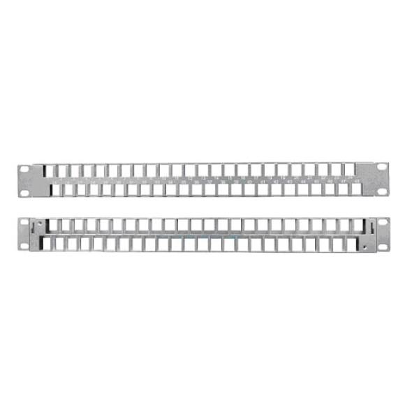 Hyperline PPBLHD-19-48S-SH-RM Модульная патч-панель 19, 48 портов, Flat Type, 1U, для экранированных и неэкранированных модулей KJ5, KJNE, с задним кабельным организатором (без модулей)Модульная патч панель 19 , 24 порта, 1U, KJ5, KJNE, с задни..