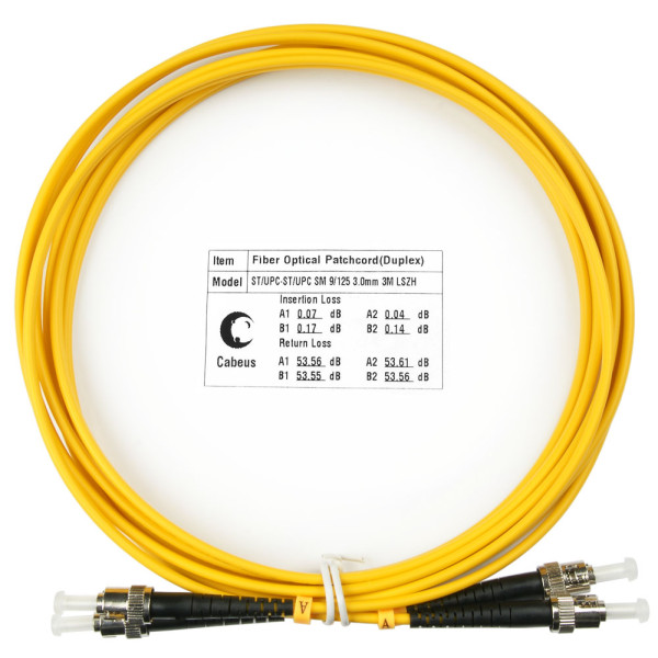 Cabeus FOP(d)-9-ST-ST-3m Шнур оптический duplex ST-ST 9/125 sm 3м LSZH