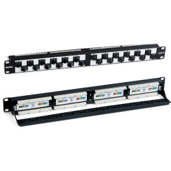 Hyperline PP2A-19-24S-8P8C-C6-110 Патч-панель 19, 1U, с угловыми портами, 24 портов RJ-45, категория 6, Dual IDC19-дюймовая патч-панель с угловыми портами, 24 порта RJ-45, категория 6