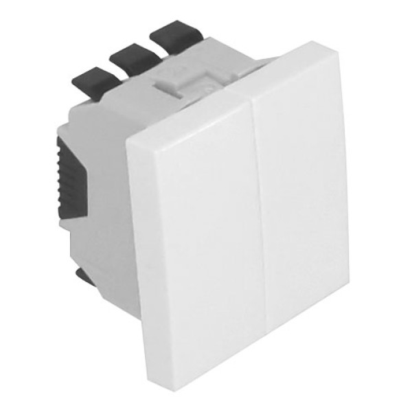 Efapel 45061 SBR Двухклавишный выключатель 45х45, белый