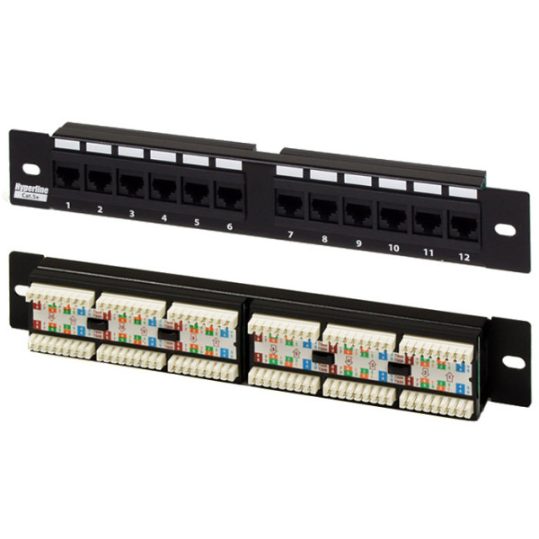 Hyperline PP-10-12-8P8C-C5e-110D Патч-панель 10, уст. размер 254 мм, 12 портов RJ-45, категория 5e, Dual IDC