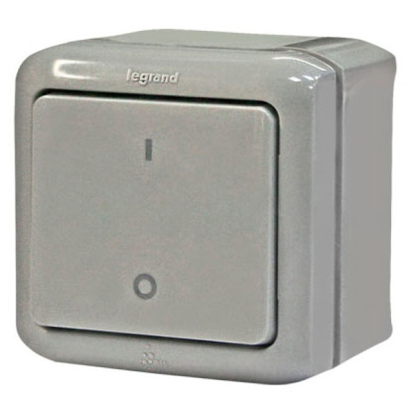 LEGRAND 782339 Выключатель двухполюсный, серый, IP44, Quteo