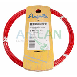 REXANT 47-1215 Протяжка кабельная (мини УЗК в бухте), 15м, стальная пластина + полипропилен, d=4мм, латунный наконечник, заглушка.
