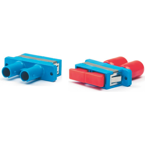 Hyperline DST-DSC-SM Проходной адаптер ST-SC duplex, SM (для одномодового кабеля), корпус пластмассовый, (синий)