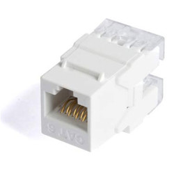 Hyperline KJ5-8P8C-C6-180-WH (High-Bandwidth applications) Вставка Keystone Jack RJ-45(8P8C), категория 6, тип 180 градусов, белаяМодуль Keystone Jack RJ-45 категория 6