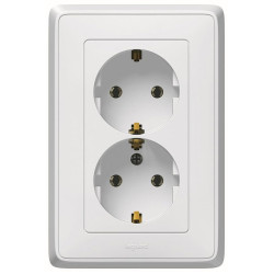 LEGRAND 773627 Розетка 2х2К+3, немецкий стандарт, 16А, 250В, белая, Cariva