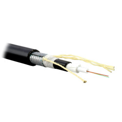 Teldor F50040124B (SLA-5-01X04-ZPRP-DD) (95L525Y04B) Кабель волоконно-оптический 50/125 (OM2) многомодовый, 4 волокна, модульная конструкция (loose tube), бронированный стальной лентой, для внешней прокладки, PE, -40°C - +70°C, черный