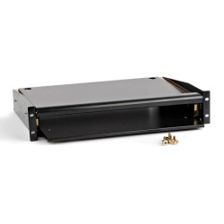 Hyperline TMKP-220-RAL9004 Выдвижная полка для клавиатуры с панелью для мыши, цвет черный (RAL 9004)