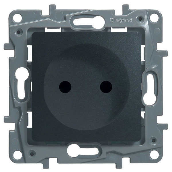 LEGRAND 672634 Модуль розетки 2К со шторками, 10AX, с винтовыми зажимами, немецкий стандарт, антрацит, ETIKA