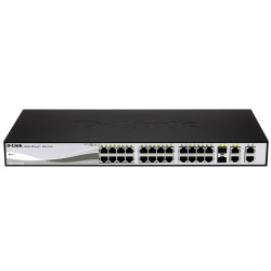 D-Link DES-1210-28/B1A/E Настраиваемый коммутатор WebSmart с 24 портами 10/100Base-TX, 2 портами 10/100/1000BASE-T, 2 комбо-портами 100/1000BASE-T/SFP