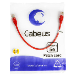 Cabeus PC-UTP-RJ45-Cat.5e-0.3m-RD Патч-корд UTP, категория 5e, 0.3 м, неэкранированный, красный