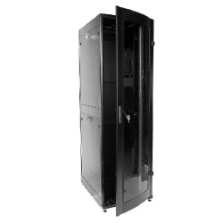 Шкаф телекоммуникационный напольный ПРОФ универсальный 42U (600x600) дверь стекло, чёрный, в сборе