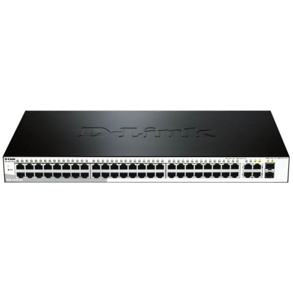 D-Link DES-1210-52/B1A/E/C1A Настраиваемый коммутатор WebSmart с 48 портами 10/100Base-TX, 2 портами 10/100/1000Base-T, 2 комбо-портами 100/1000Base-T/SFP