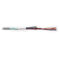 Hyperline FUTP25-C3-S24-IN-PVC-GY (FTP25-C3-SOLID-INDOOR) Кабель витая пара, экранированная F/UTP, категория 3, 25 пар (24 AWG), одножильный (solid), экран - фольга, PVC, 20°C - +50°C, серыйКабель экранированная витая пара (FTP), 10/25/50/100 пар, ..