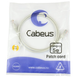Cabeus PC-UTP-RJ45-Cat.5e-1m Патч-корд UTP, категория 5e, 1 м, неэкранированный, серый
