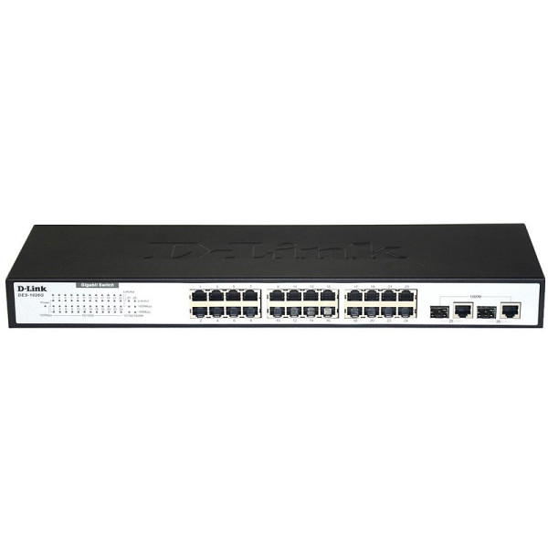 D-Link DES-1026G/E1A/C4B Неуправляемый коммутатор с 24 портами 10/100Base-TХ и 2 комбо-портами 10/100/1000BASE-T/SFP